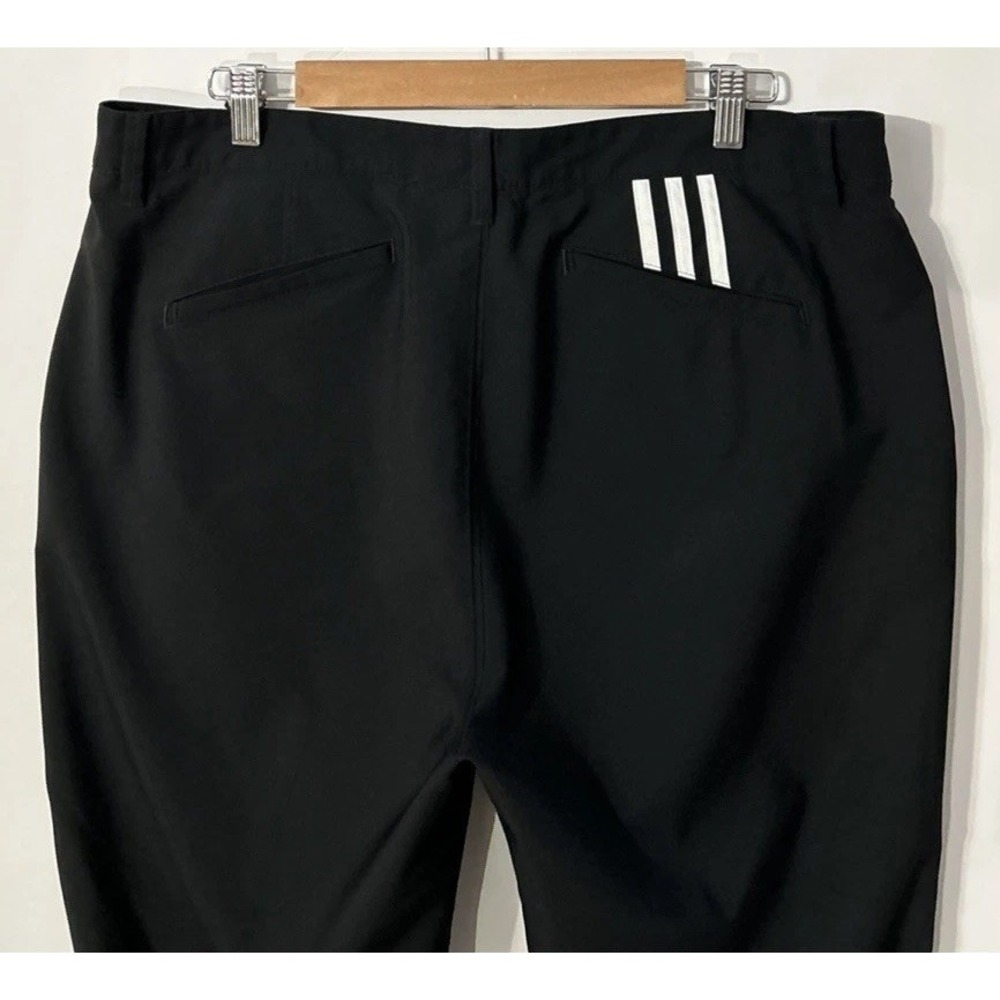 Mens Adidas Golf 3 Stripe‎ Chino Pants Black ClimaLite Lightweight Sz 38